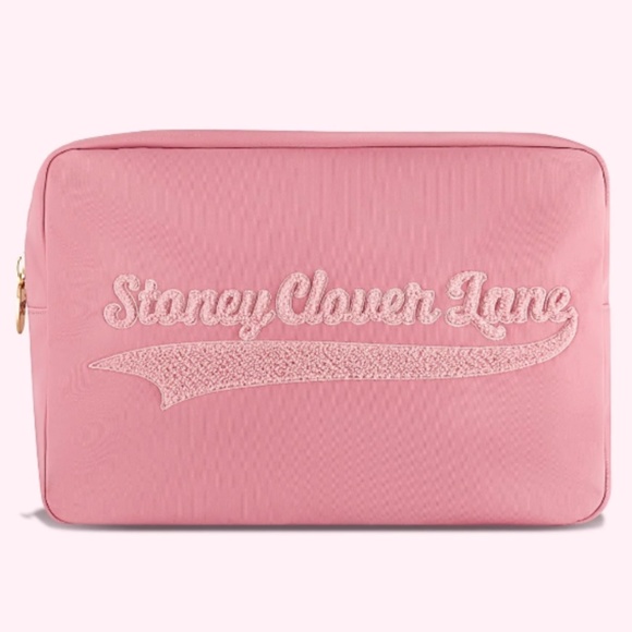 Stoney Clover Lane Mauve Embroidered Large Pouch Homecoming Varsity NWT - Picture 1 of 6